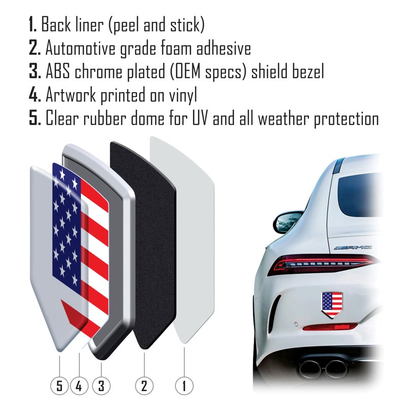 Lebanon Flag Lebanese Emblem Chrome Car Decal Sticker Shield Shape